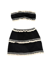 Load image into Gallery viewer, Black and Tan Bikini and skirt set